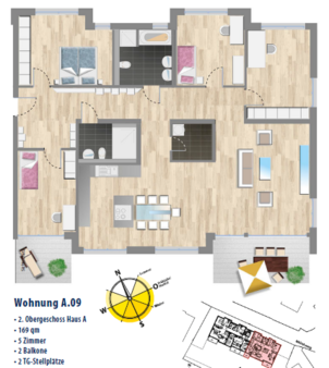 Wohnung A.09 - Grundriss - Etagenwohnung in 88630 Pfullendorf mit 168m² kaufen
