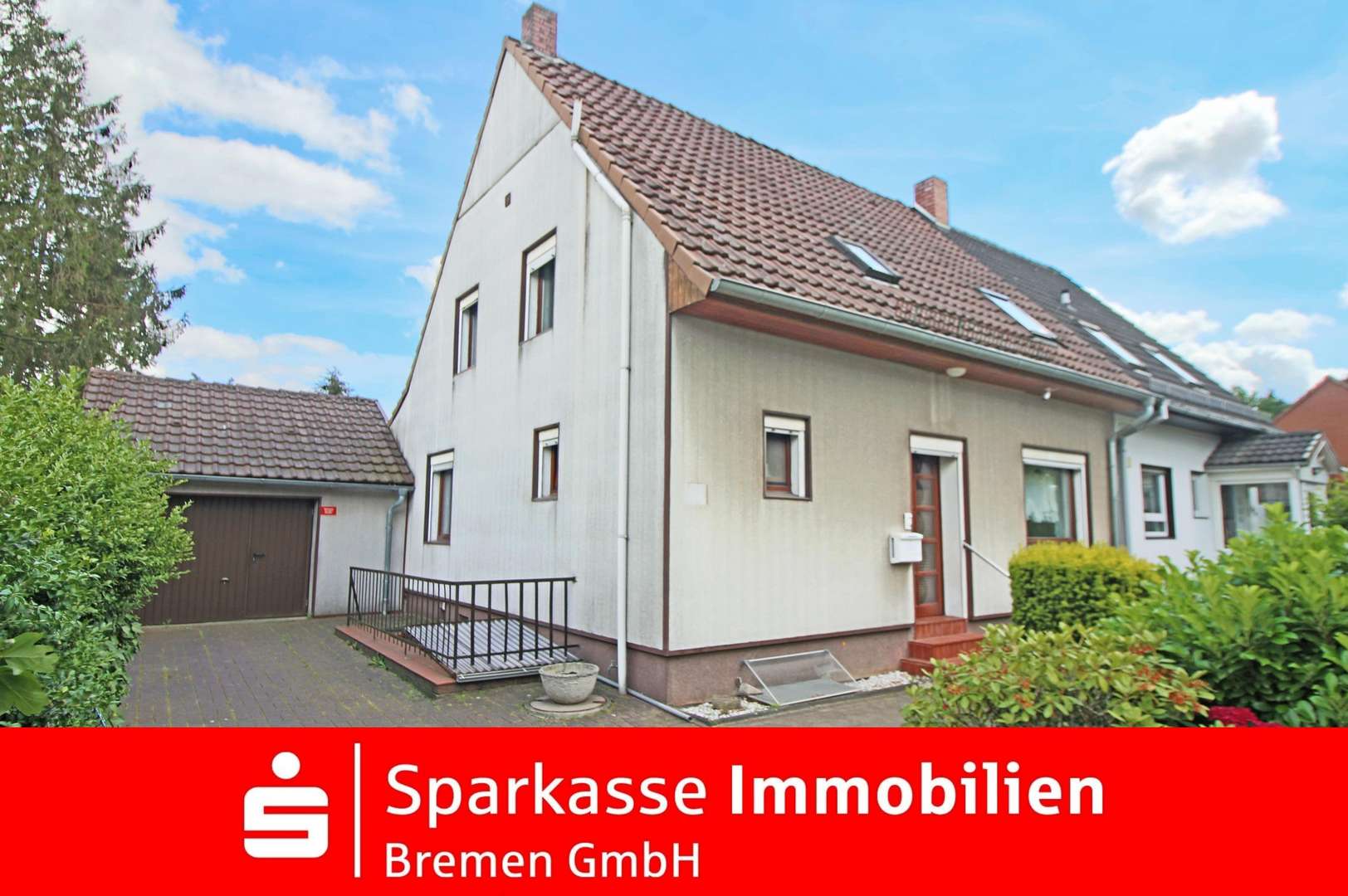 Blick von vorn - Doppelhaushälfte in 28755 Bremen mit 111m² günstig kaufen