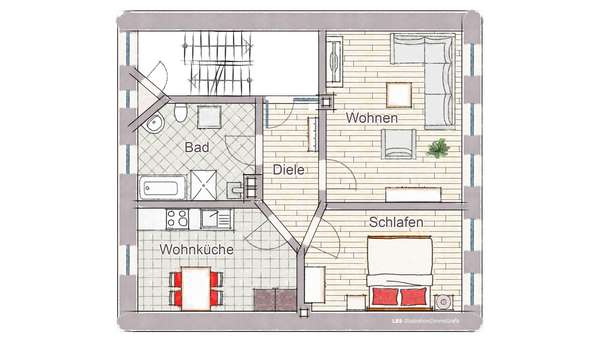Grundriss - Etagenwohnung in 31137 Hildesheim mit 64m² als Kapitalanlage günstig kaufen
