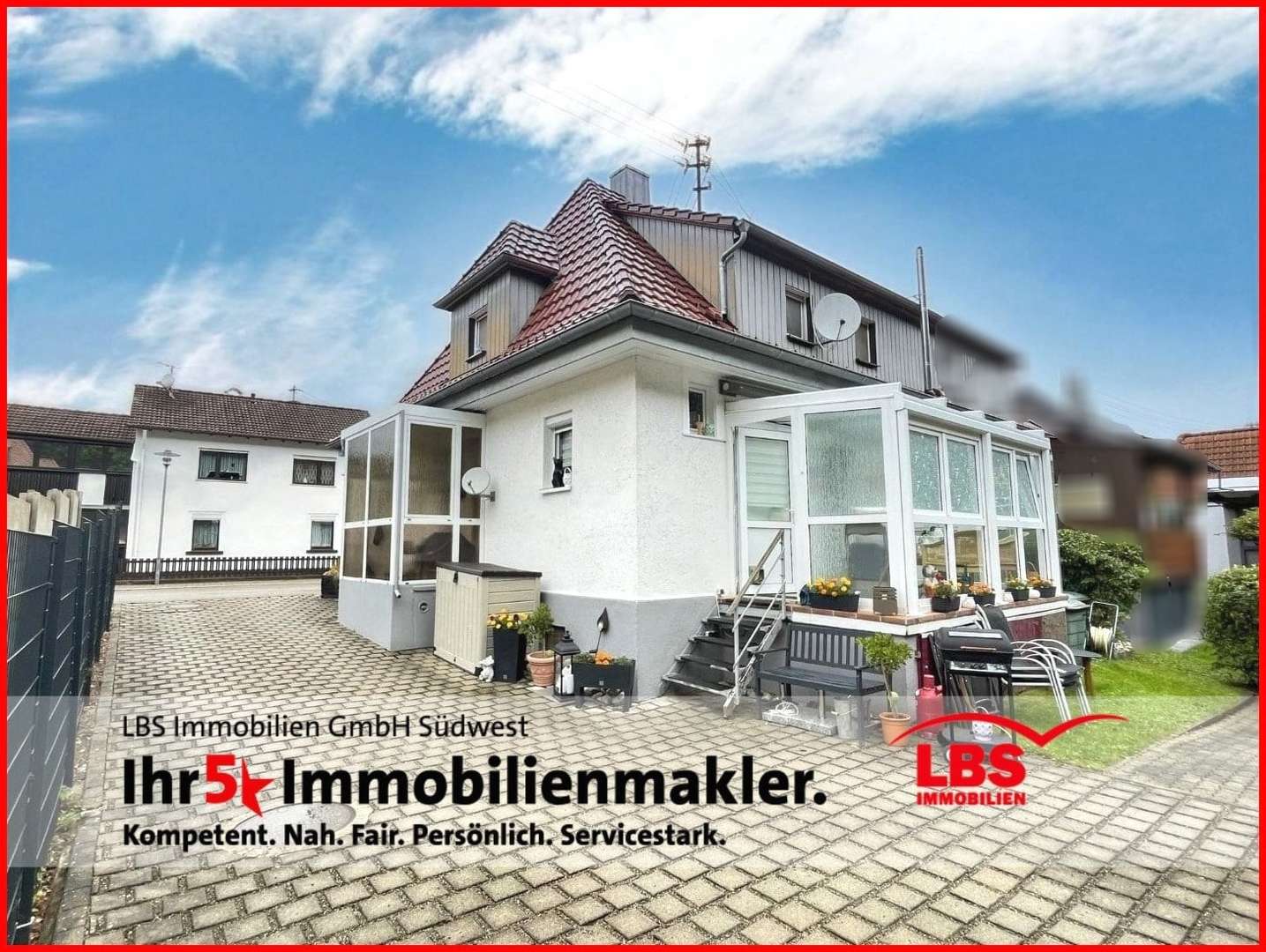 Ansicht Wohnhaus+Wintergarten - Doppelhaushälfte in 72517 Sigmaringendorf mit 125m² kaufen