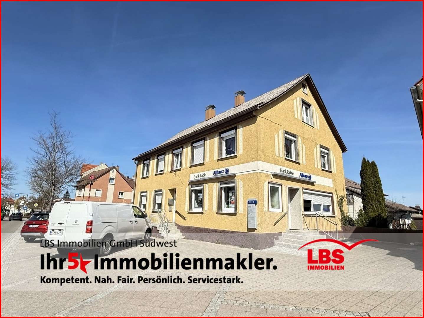 Ansicht vom Wohnhaus mit Büroräumen - Zweifamilienhaus in 72510 Stetten mit 222m² kaufen