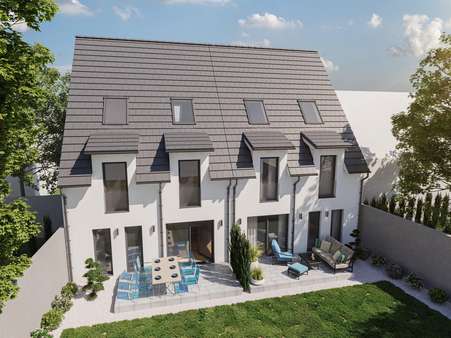 Hausrückseite Birdview -Visualisierung- - Doppelhaushälfte in 63110 Rodgau mit 139m² kaufen