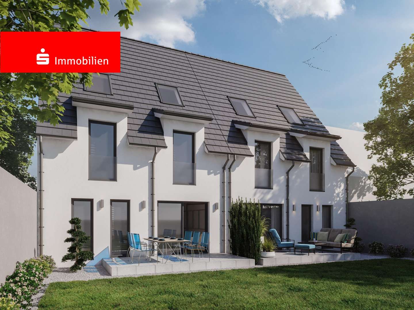 Rückseite Terrasse -Visualisierung- - Doppelhaushälfte in 63110 Rodgau mit 139m² kaufen