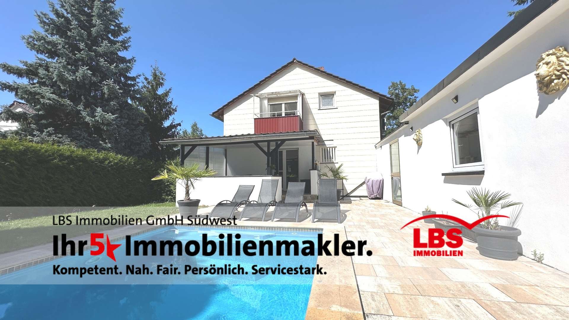 Rückansicht Pool Rückansicht Pool - Einfamilienhaus in 76187 Karlsruhe mit 122m² kaufen