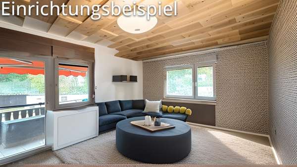 Wohnzimmer - Einrichtungsbeis. - Etagenwohnung in 76327 Pfinztal mit 111m² kaufen