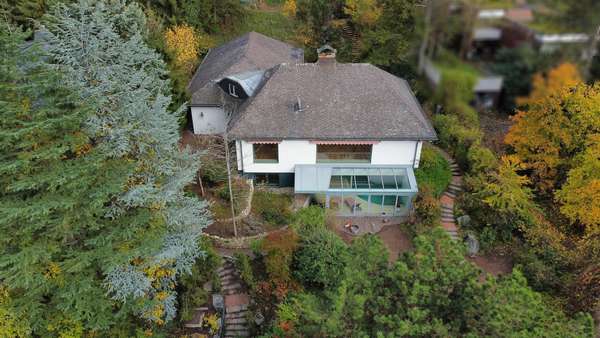 Luftaufnahme Frontansicht - Einfamilienhaus in 64625 Bensheim mit 345m² kaufen