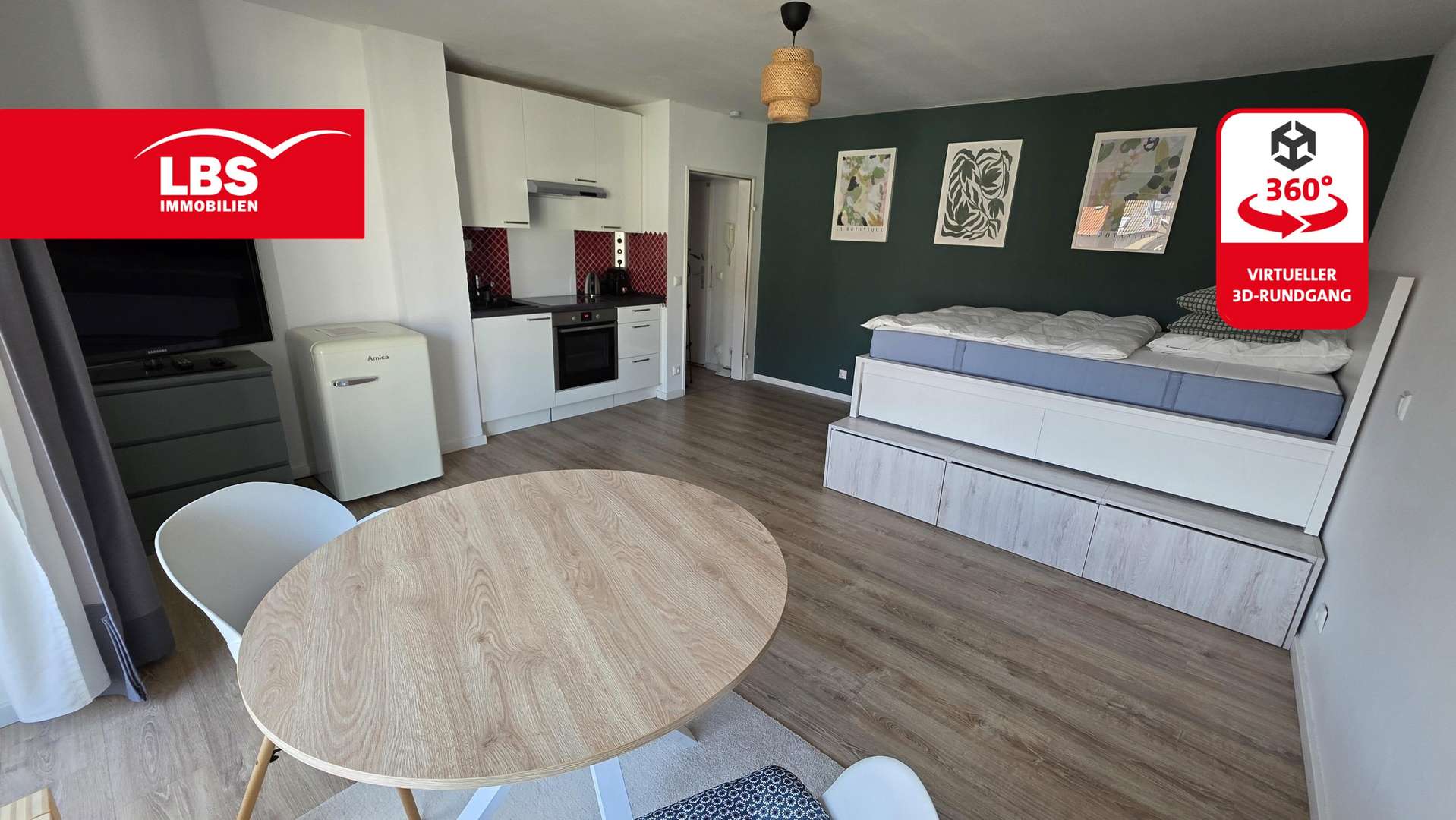Wohnraum mit Küche Wohnraum mit Küche - Etagenwohnung in 40219 Düsseldorf mit 32m² kaufen
