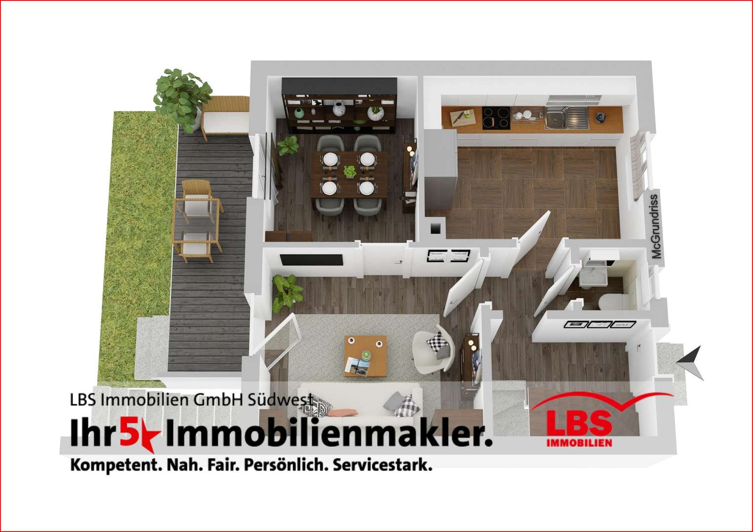 3 D Plan Erdgeschoß - Reihenmittelhaus in 67433 Neustadt mit 98m² kaufen