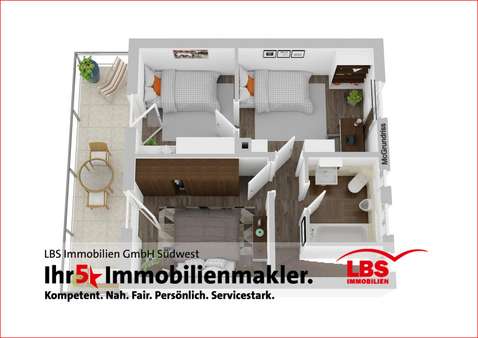 3 D Plan Obergeschoß - Reihenmittelhaus in 67433 Neustadt mit 98m² kaufen