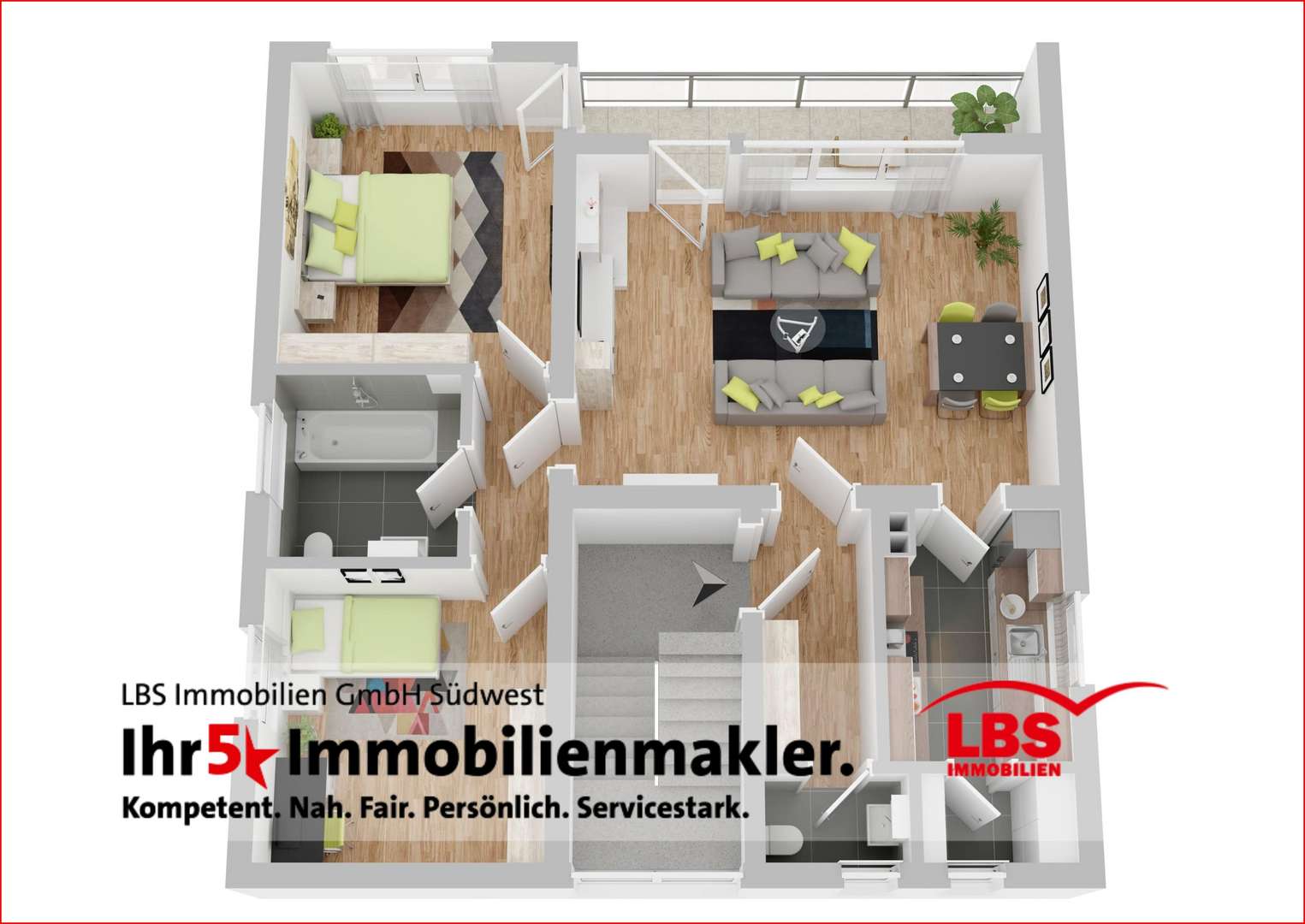 3D Plan Animation Obergeschoss 3D Plan Animation Obergeschoss - Etagenwohnung in 76863 Herxheim mit 78m² kaufen