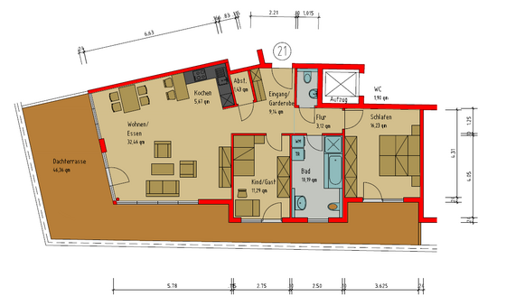 Grundriss Wohnung 21 - Penthouse-Wohnung in 76829 Landau mit 114m² kaufen