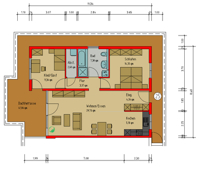 Penthaus 25 Grundriss - Penthouse-Wohnung in 76829 Landau mit 98m² kaufen