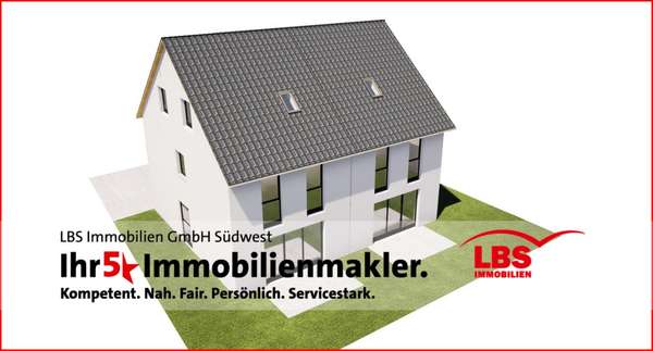 Gartenperspektivansicht - Doppelhaushälfte in 55232 Alzey mit 127m² kaufen