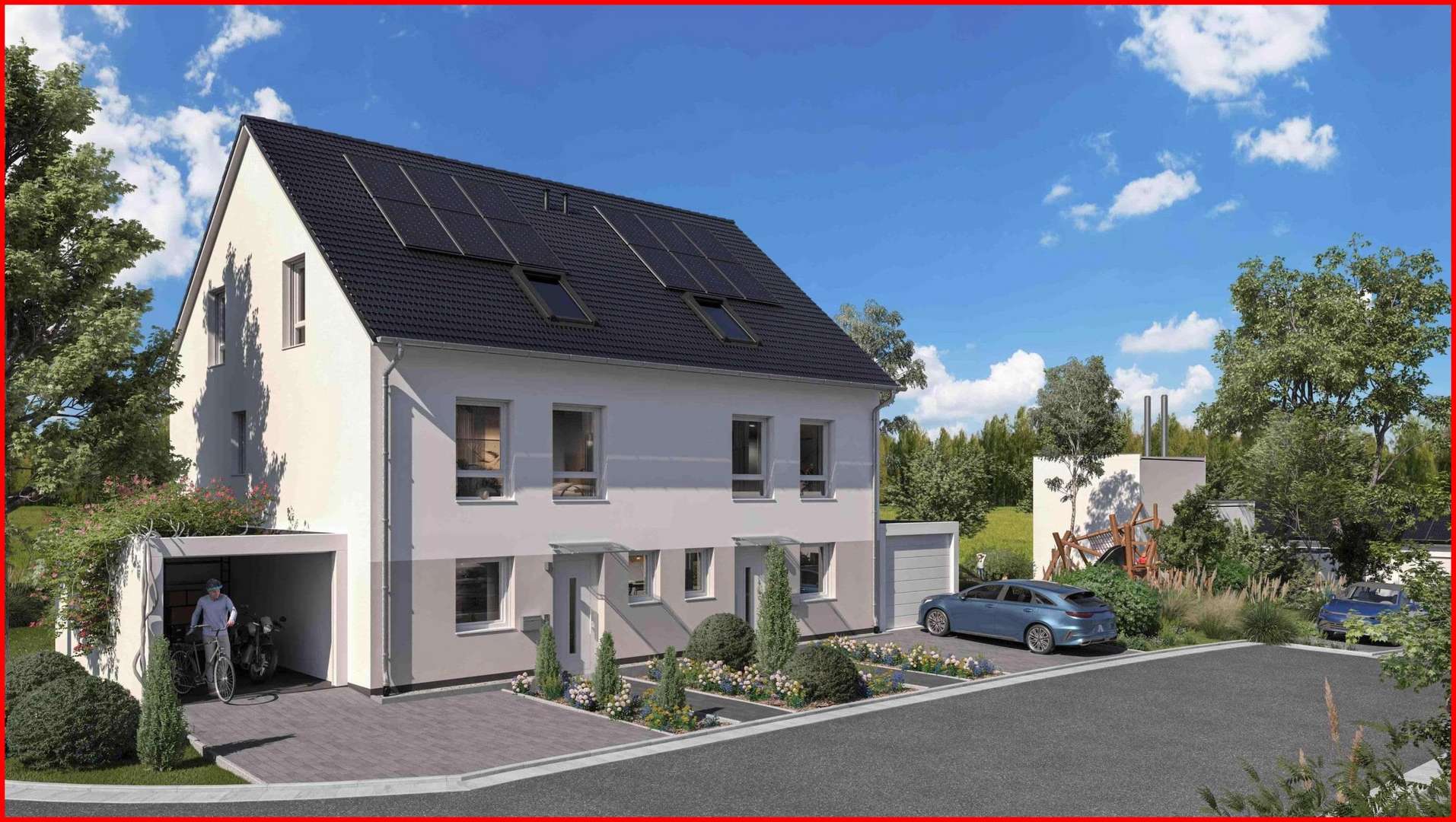 Ansicht Doppelhaus Eingang - Reihenmittelhaus in 67310 Hettenleidelheim mit 138m² kaufen