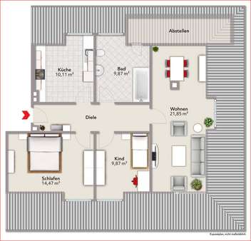Grundriss - Wohnung Grundriss - Wohnung - Dachgeschosswohnung in 67547 Worms, Innenstadt mit 72m² kaufen