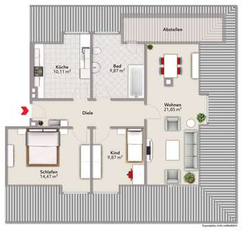 Grundriss - Wohnung - Dachgeschosswohnung in 67547 Worms, Innenstadt mit 72m² kaufen