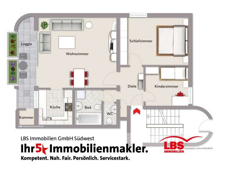 Grundriss - Etagenwohnung in 67547 Worms mit 79m² kaufen