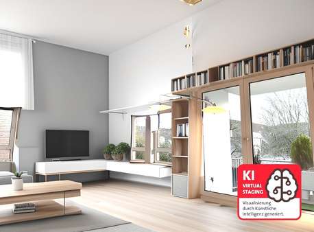Wohnzimmer  (KI-staging) - Etagenwohnung in 47445 Moers mit 110m² kaufen