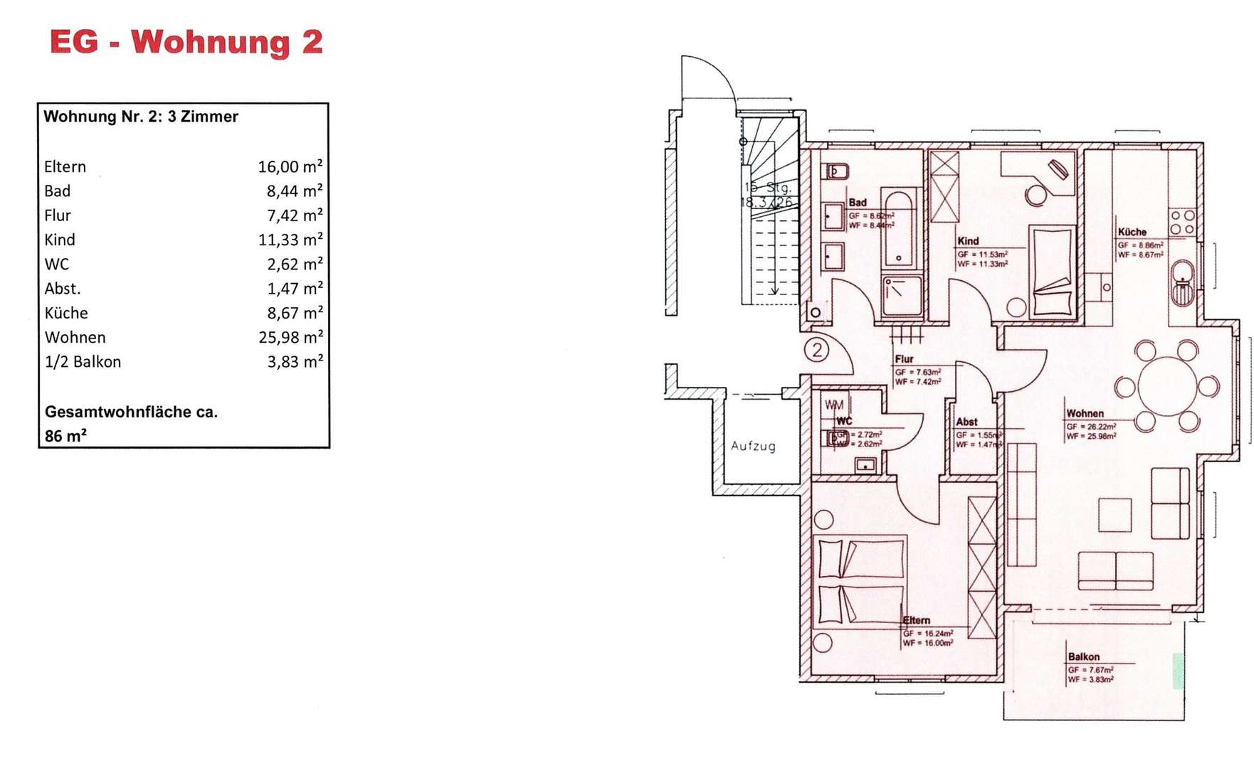 EG-Wohnung 2 - Erdgeschosswohnung in 79848 Bonndorf mit 86m² kaufen