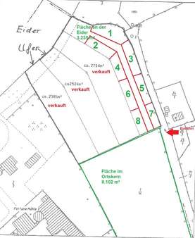 Lageplan mit 8 Grundstücken - Grundstück in 24797 Breiholz mit 11000m² mieten