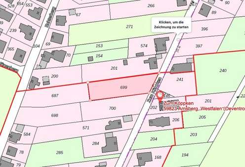 Lageplan - Grundstück in 59823 Arnsberg mit 1272m² kaufen