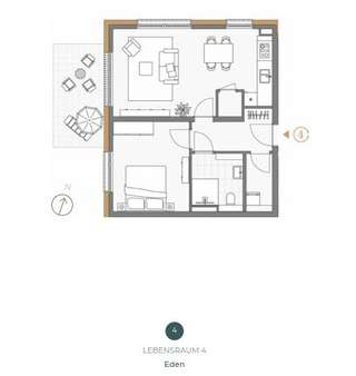 Wohnungsgrundriss - Erdgeschosswohnung in 34128 Kassel mit 62m² kaufen