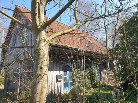 Idyllisches Holzhaus auf dem Land