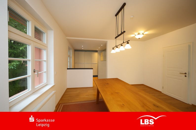 Wohnzimmer mit offener Küche (möblierungsfrei visualisiert) Wohnzimmer mit offener Küche (möblierungsfrei visualisiert) - Etagenwohnung in 04129 Leipzig mit 74m² kaufen