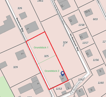 Auszug Flurkarte & mögl. Teilu - Grundstück in 15299 Müllrose mit 998m² kaufen