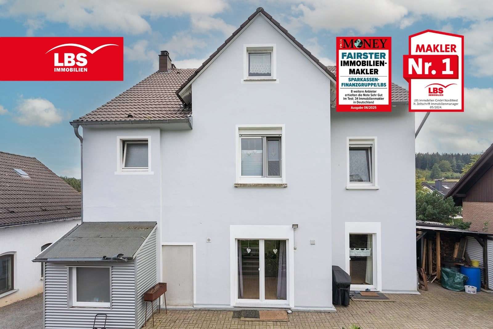 Außenansicht, Gartenseite Außenansicht, Gartenseite - Zweifamilienhaus in 58553 Halver mit 221m² kaufen
