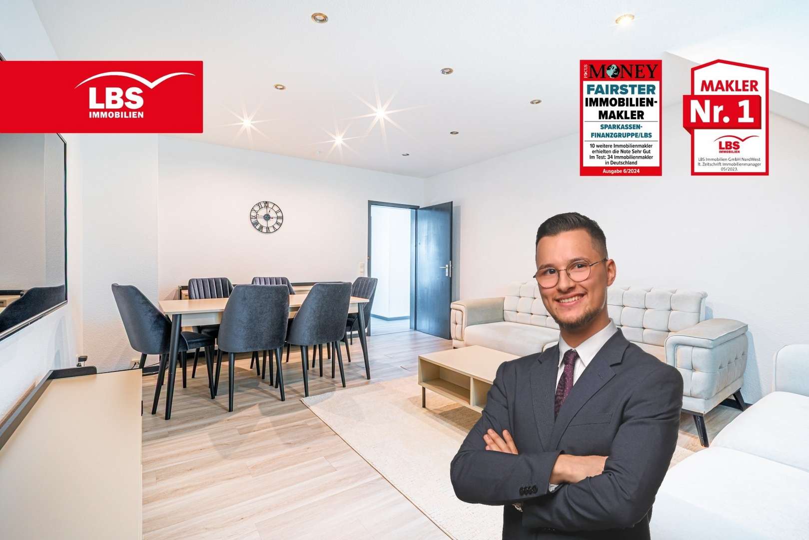 Wohn- und Esszimmer - Dachgeschosswohnung in 41061 Mönchengladbach mit 94m² kaufen
