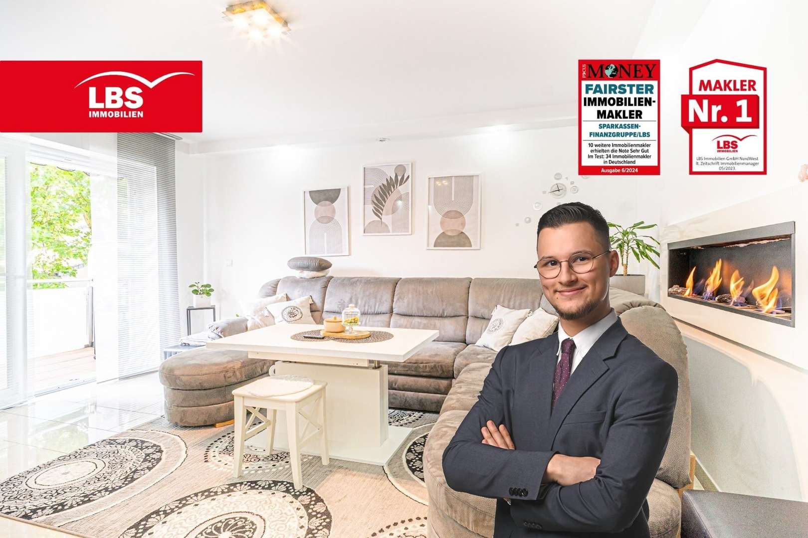 Wohnzimmer - Etagenwohnung in 44628 Herne mit 77m² kaufen