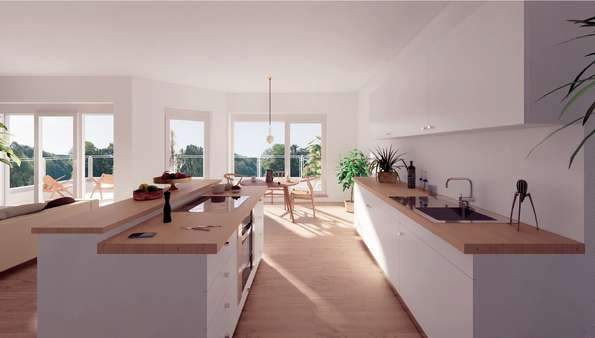 Visualisierung Wohbereich mit offener Küche Visualisierung Wohbereich mit offener Küche - Etagenwohnung in 79664 Wehr mit 58m² kaufen