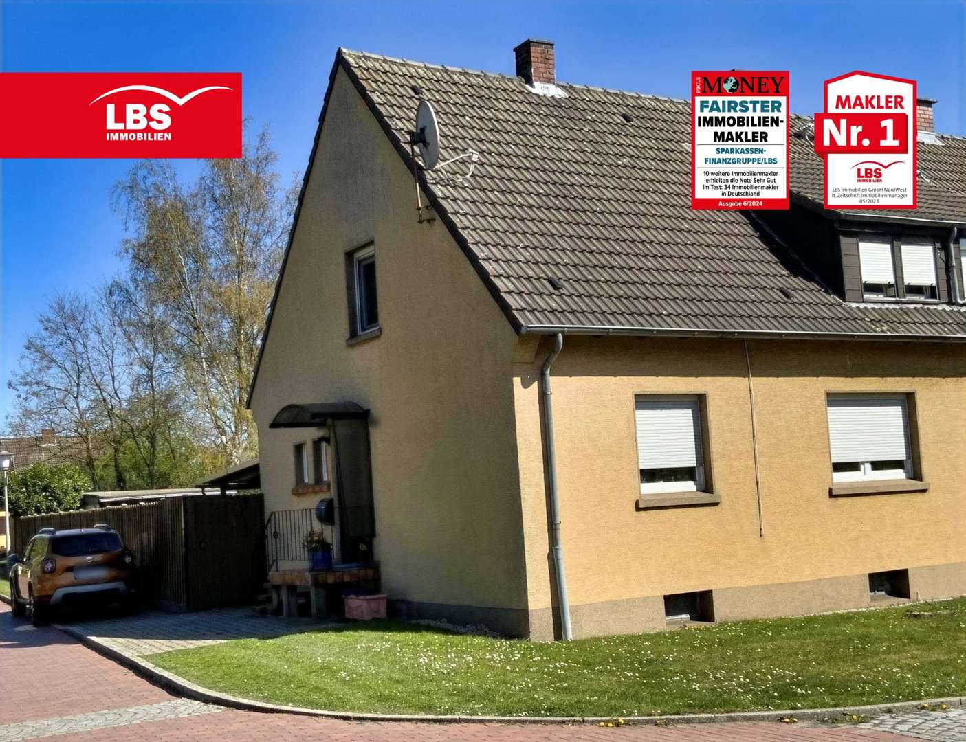 Blick von der Straße - Doppelhaushälfte in 59425 Unna mit 90m² kaufen