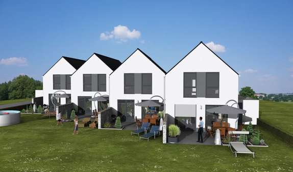 Gartenansicht - Visualisiert - Reihenmittelhaus in 59425 Unna mit 128m² kaufen
