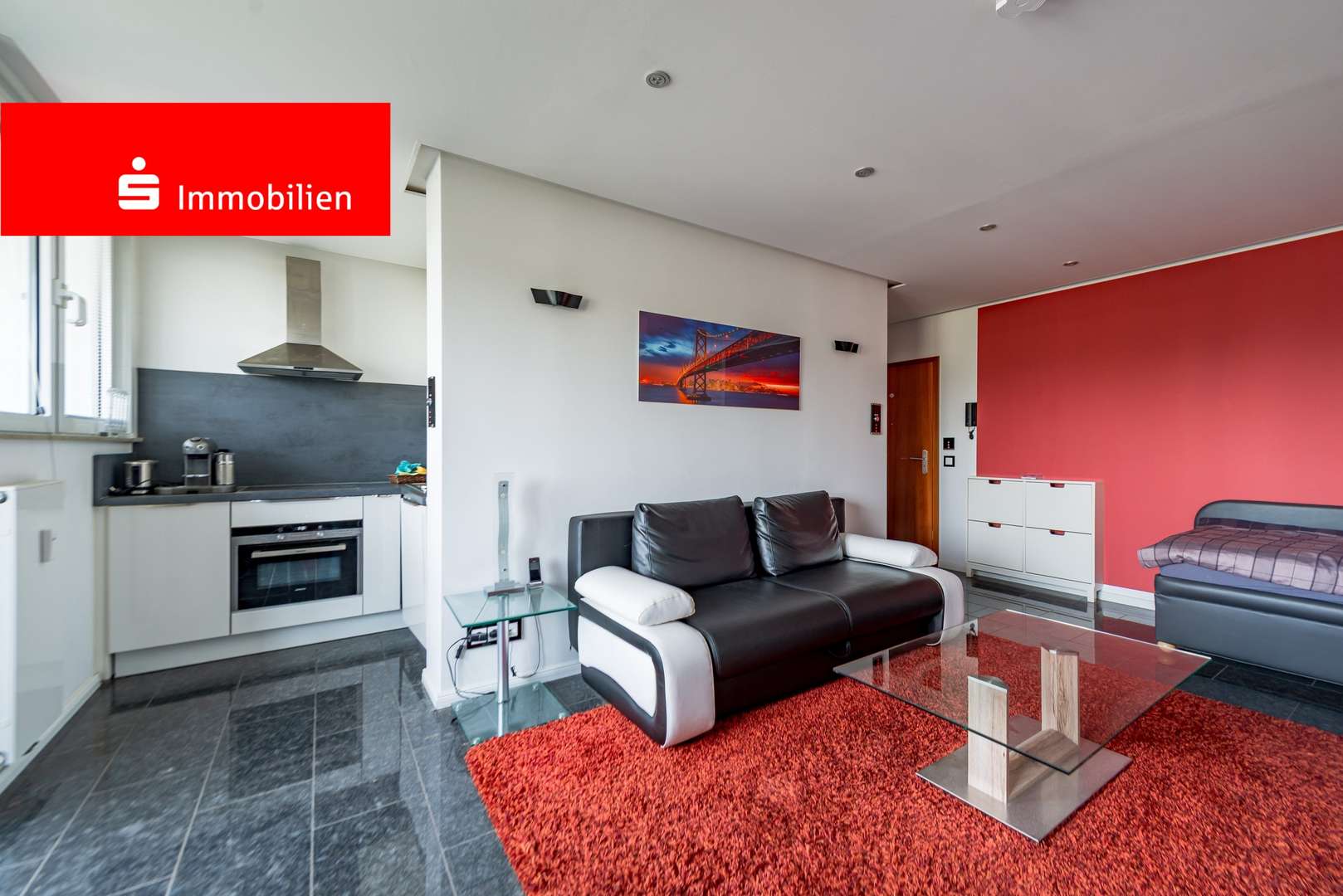 Wohnbereich mit Küche Wohnbereich mit Küche - Etagenwohnung in 60596 Frankfurt mit 37m² kaufen