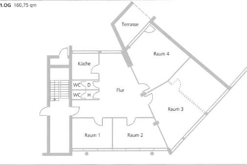 Grundriss 1.OG - Bürofläche in 89073 Ulm mit 160m² mieten