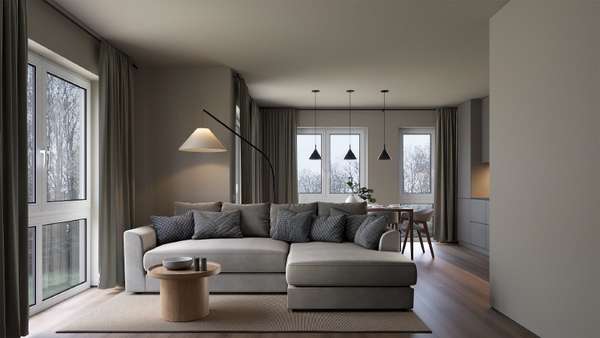 Visualisierung Wohnzimmer - Penthouse-Wohnung in 50765 Köln - Volkhoven/Weiler mit 79m² kaufen