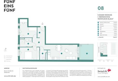 Grundriss WE 08 Grundriss WE 08 - Etagenwohnung in 50968 Köln mit 85m² kaufen