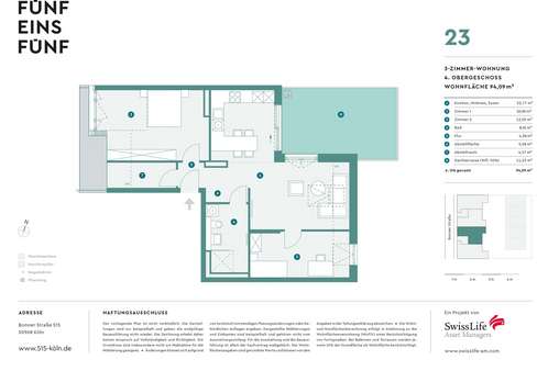 Grundriss WE 23 Grundriss WE 23 - Penthouse-Wohnung in 50968 Köln mit 94m² kaufen
