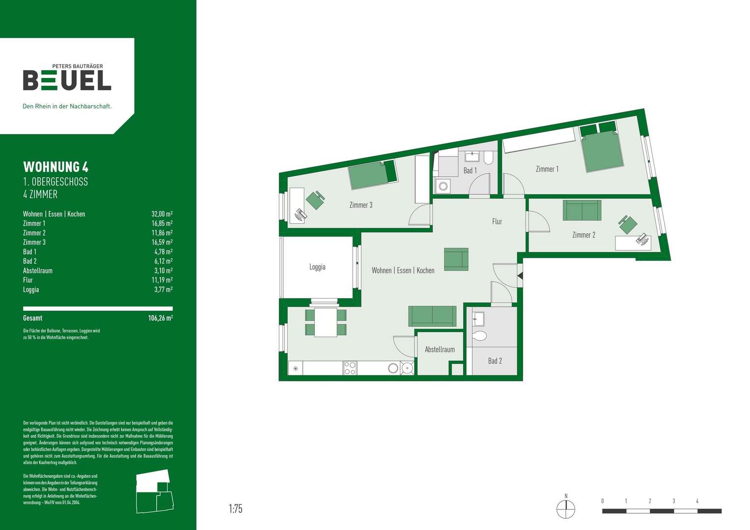 Grundriss WE 04 Grundriss WE 04 - Etagenwohnung in 53225 Bonn mit 106m² kaufen