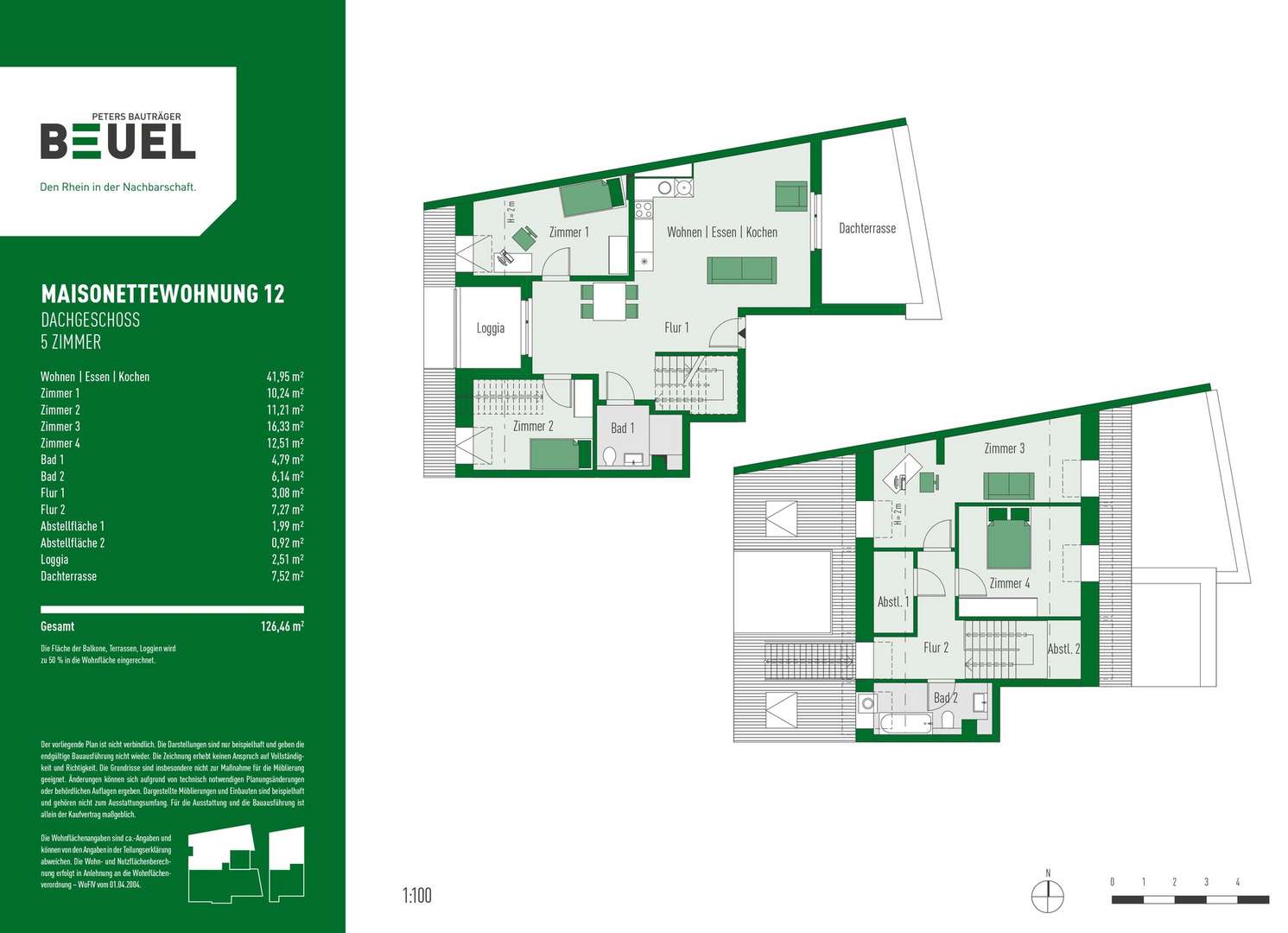 Grundriss WE 12 Grundriss WE 12 - Maisonette-Wohnung in 53225 Bonn mit 126m² kaufen