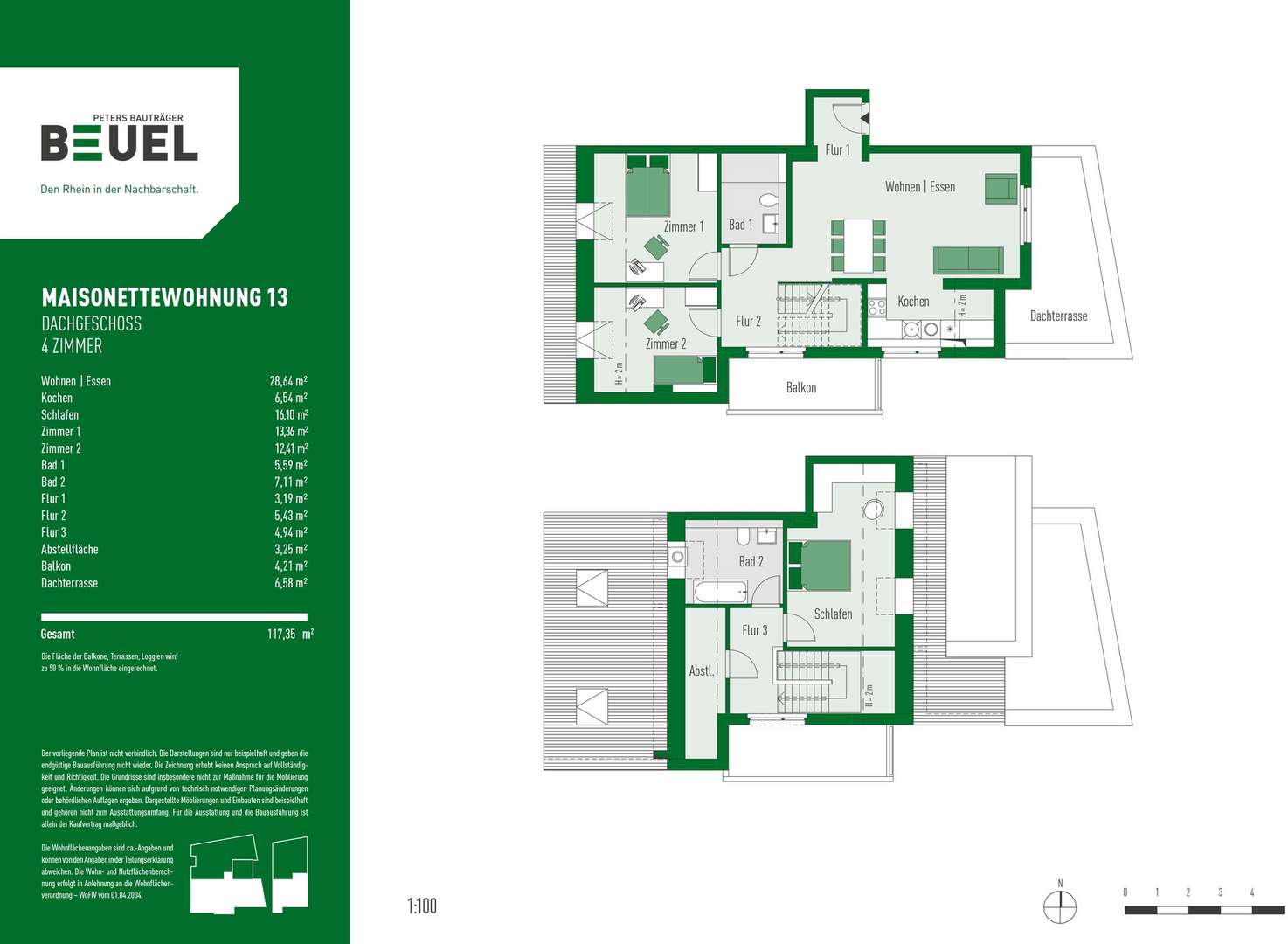 Grundriss WE 13 Grundriss WE 13 - Maisonette-Wohnung in 53225 Bonn mit 117m² kaufen