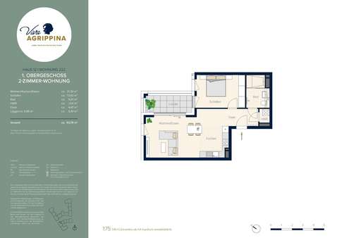Grundriss - Etagenwohnung in 50668 Köln mit 60m² kaufen