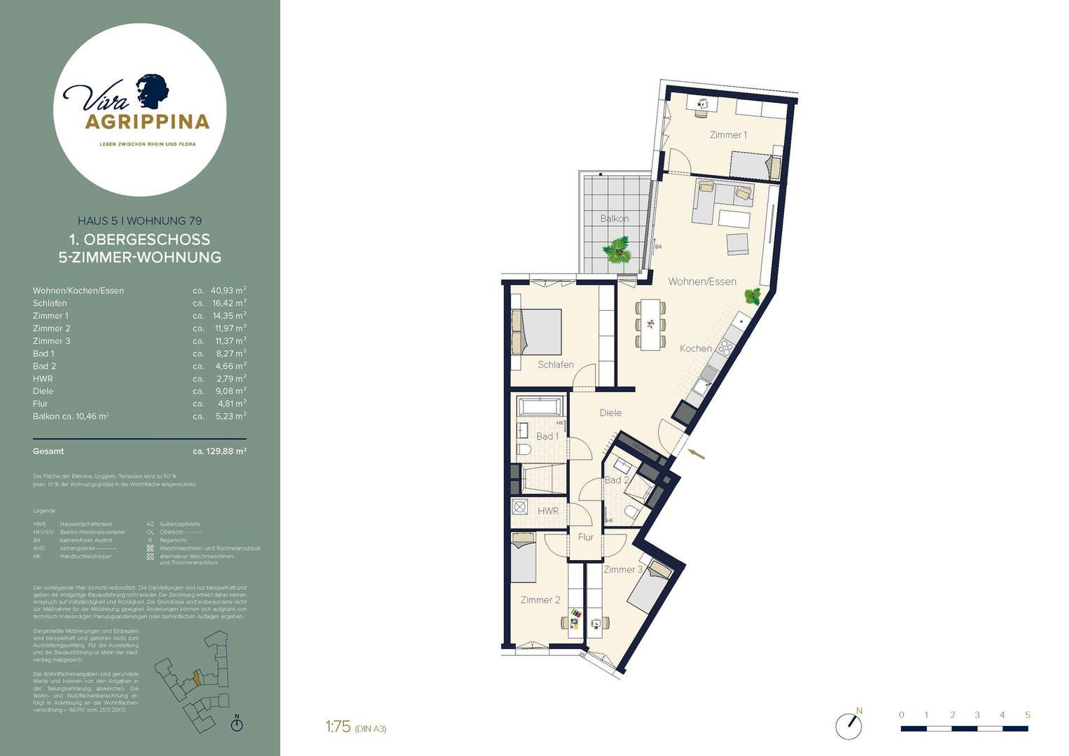Grundriss WE 5.79 - Etagenwohnung in 50668 Köln mit 129m² kaufen
