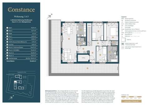 Grundriss WE 5.63 Ebene 2 Grundriss WE 5.63 Ebene 2 - Penthouse-Wohnung in 53115 Bonn mit 134m² kaufen