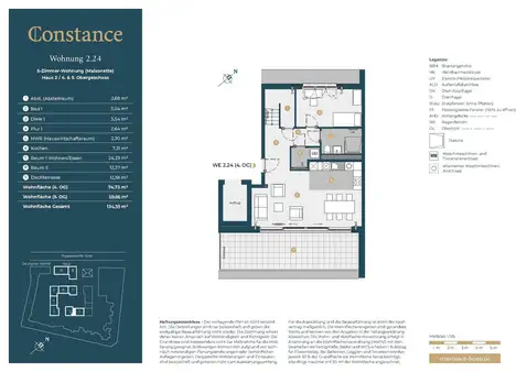 Constance: Traumhaftes Penthouse mit umlaufender Dachterrasse und 5 Zimmern Traumhaftes Penthouse mit 5 Zimmern auf zwei Ebenen in der Südstadt