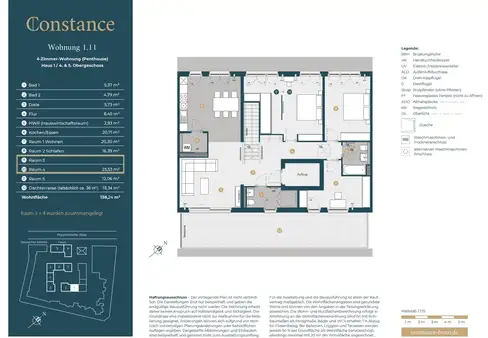 Constance: Traumhaftes Penthouse mit umlaufender Dachterrasse und 5 Zimmern Traumhaftes Penthouse mit 5 Zimmern auf zwei Ebenen in der Südstadt Lichtdurchflutetes Penthouse mit Blick auf die Bonner Südstadt.