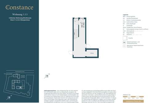 Grundriss WE 1.11 Eingangsebene 1 Grundriss WE 1.11 Eingangsebene 1 - Penthouse-Wohnung in 53115 Bonn mit 138m² kaufen