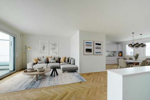Wohnbereich und Küche Wohnbereich und Küche - Penthouse-Wohnung in 53115 Bonn mit 138m² kaufen